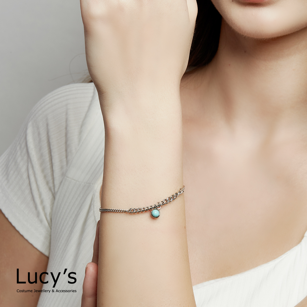 925純銀 秘境綠松石 硫化手鍊 (116438)