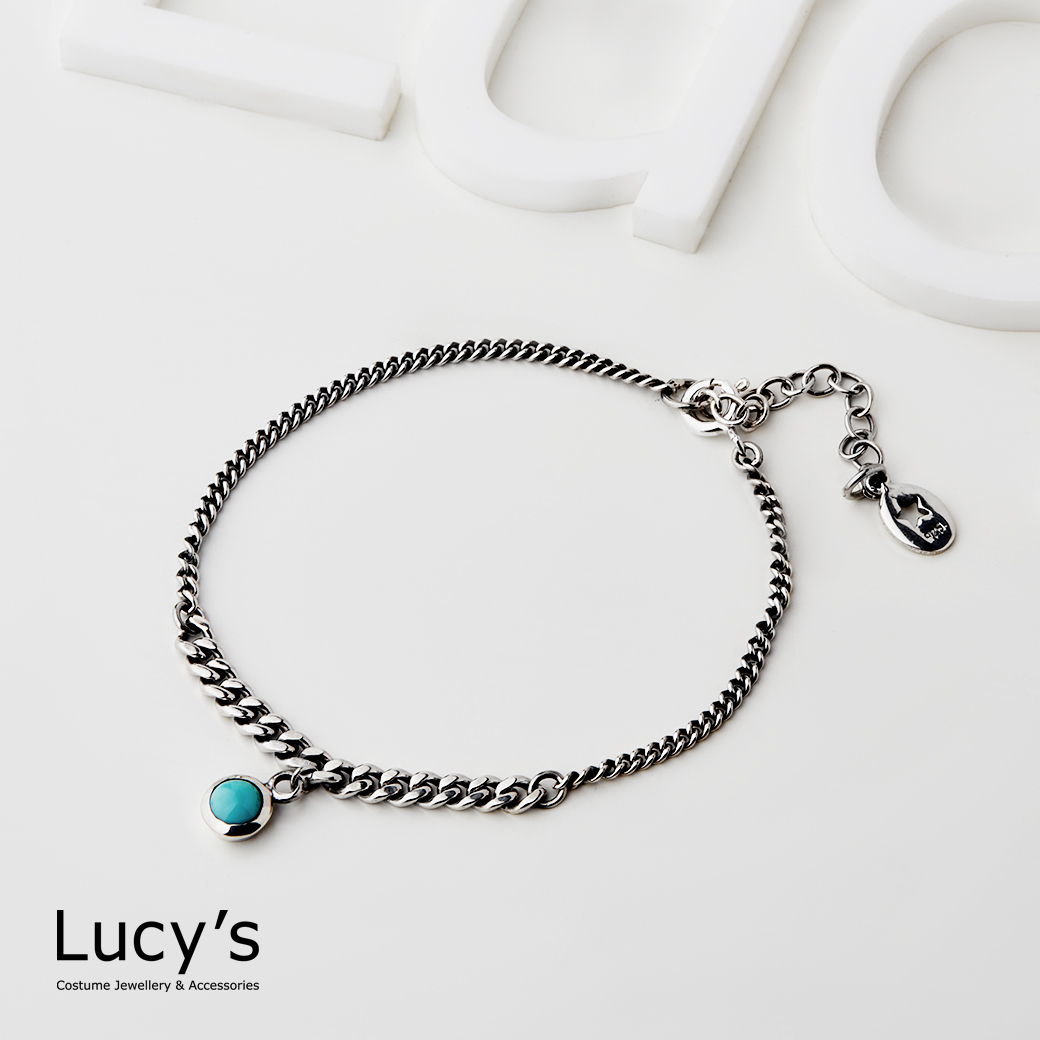 925純銀 秘境綠松石 硫化手鍊 (116438)