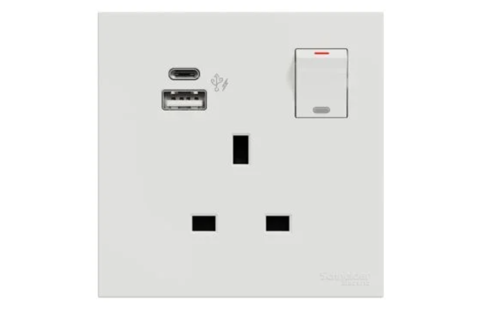 AVATARONC奐然 13A單位連保護門有掣雙極插座連兩位USB快速充電插座TypeA+C