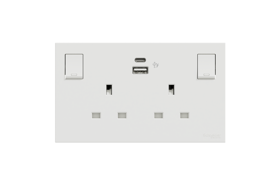 AVATARONC奐然 13A DP兩位連保護門有掣插座連兩位USB充電插座