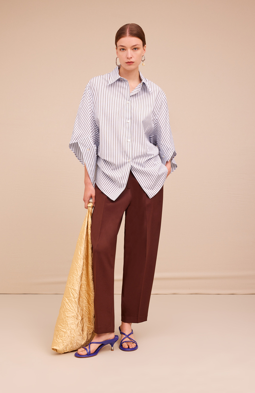 Erica Cavallini-條紋寬袖襯衫