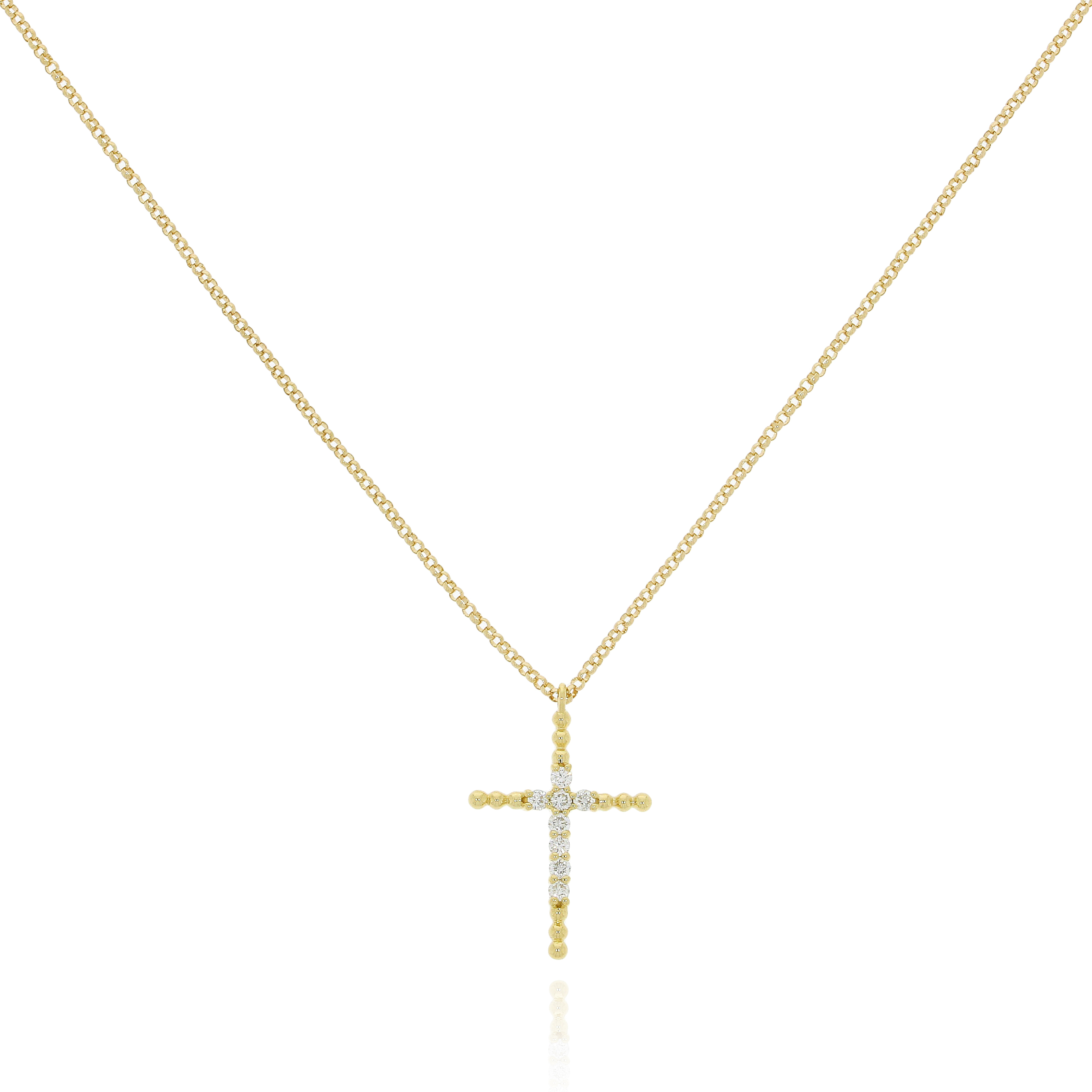 18K黃金十字架鑽石頸鏈