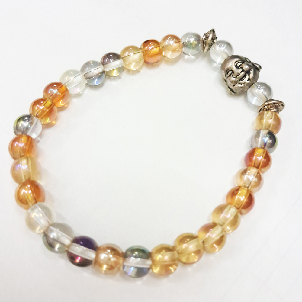 彌勒佛+珍珠光七寶琉璃手珠6mm【十方】144066