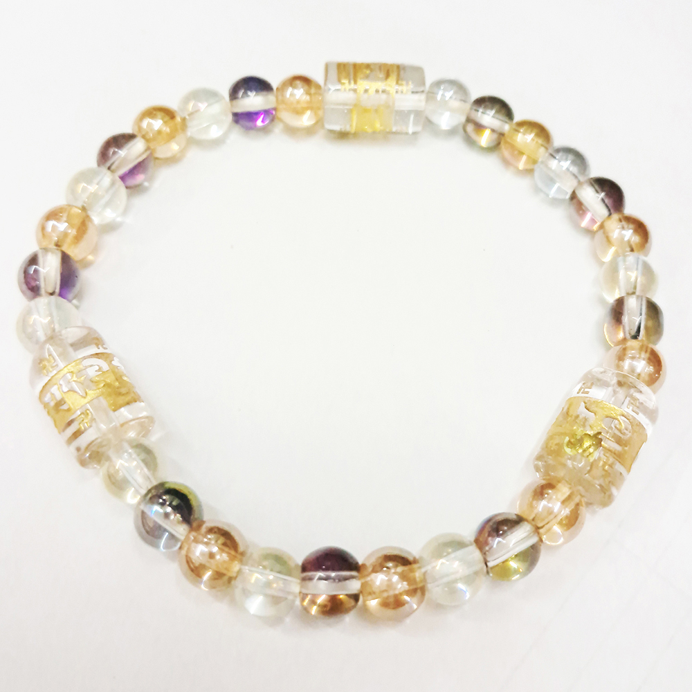 轉經輪(水晶)七彩琉璃珠手珠6mm【十方】145900