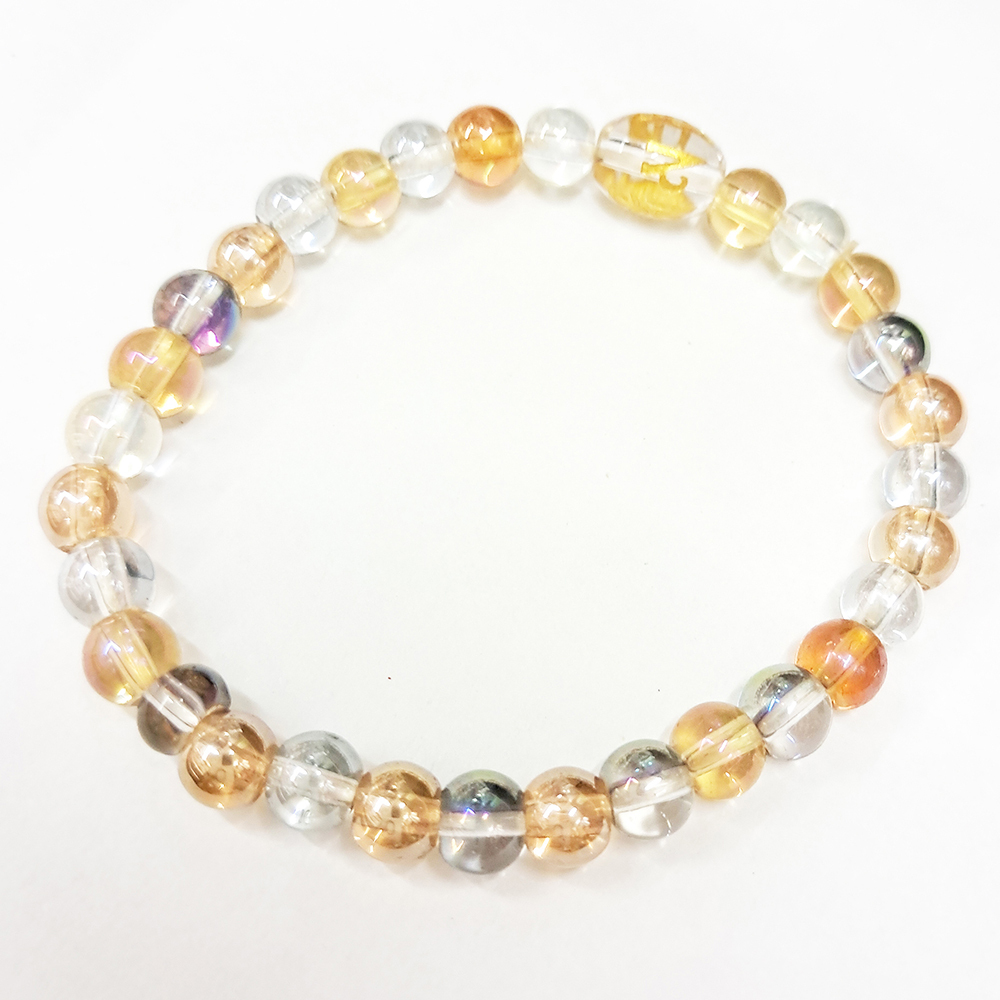 六字真言水晶+七寶琉璃手珠6mm 【十方】147601