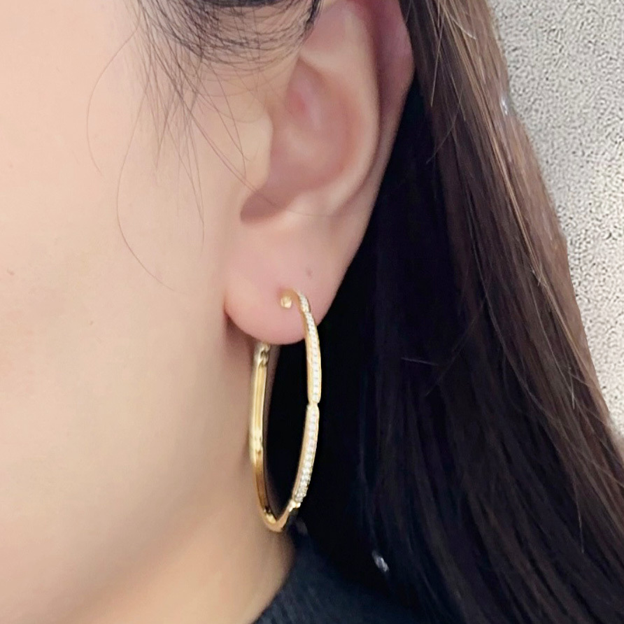 18K黃金鑽石圈耳環