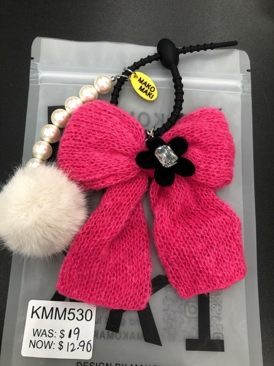[S] MAKOMAKI RIBBON PEARL BAG CHARM,PINK, SMMK69 (SMMK69)