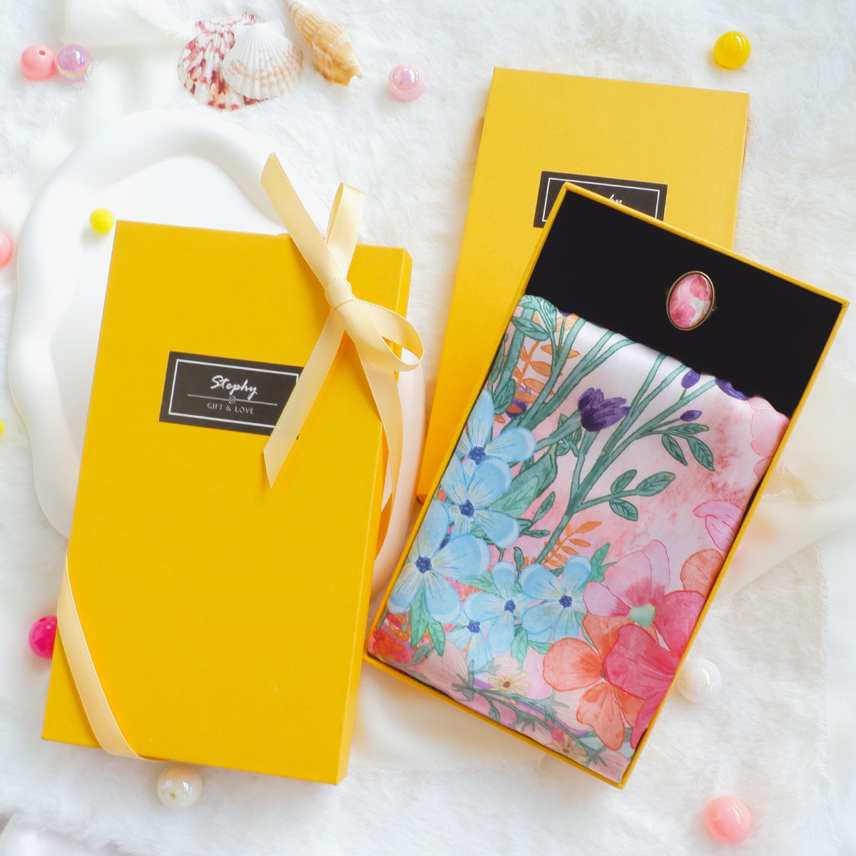 STEPHY 花繁蝶舞小絲巾套裝