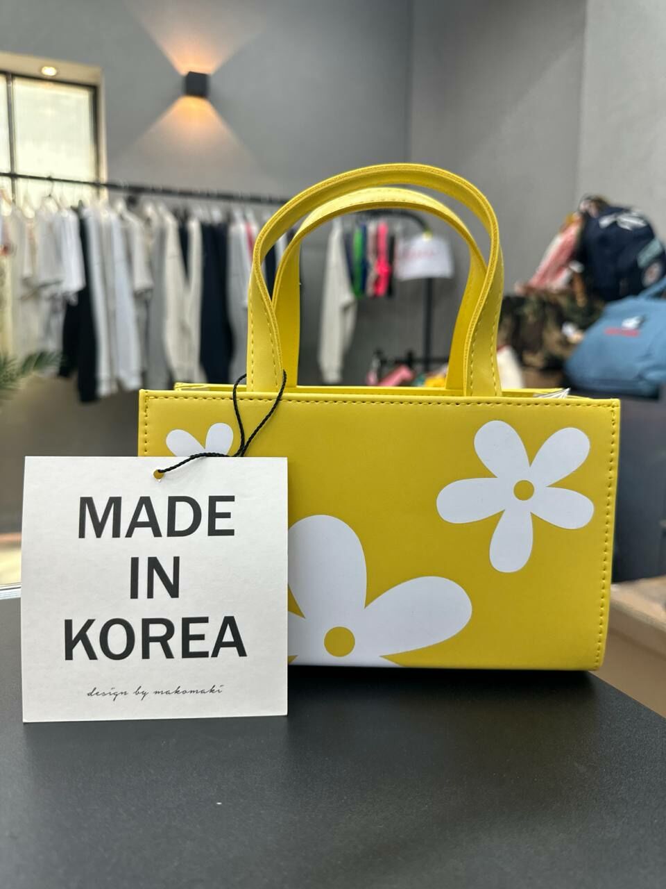 [S] MAKOMAKI FLOWER MONO PRINTS MINI TOTE WITH CROSSBODY,YELLOW, SMMK72 (SMMK72)
