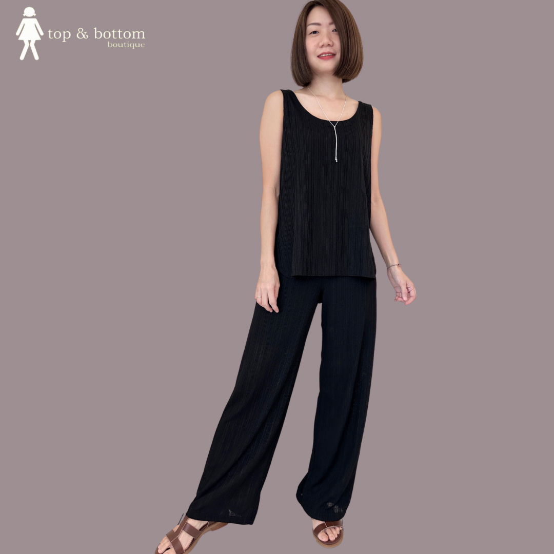 SHIMMERING STRAP BLOUSE & PANT 2 PCS SET SUIT