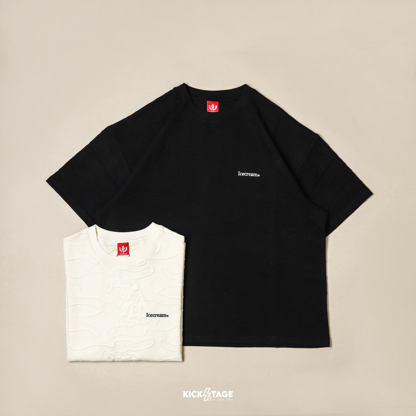 **特價商品售出不退換**ICE CREAM BBC BLACKENED S/S KNIT TEE 米白 黑色 滿版飛狗 針織 短T【IC441-2300】