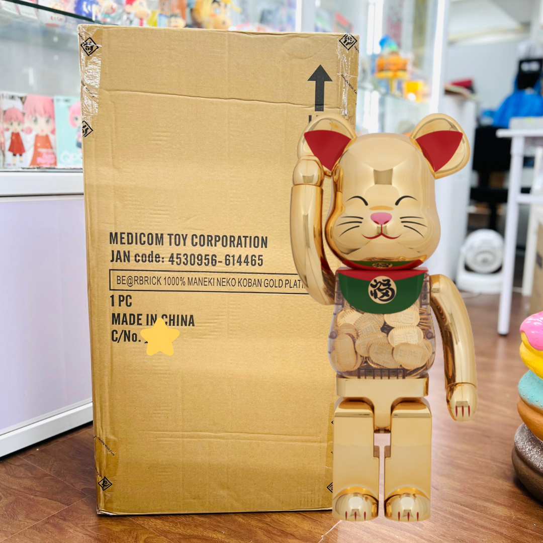 1000% 招き猫 小判 開運 金メッキ Lucky cat oval good luck Gold plate