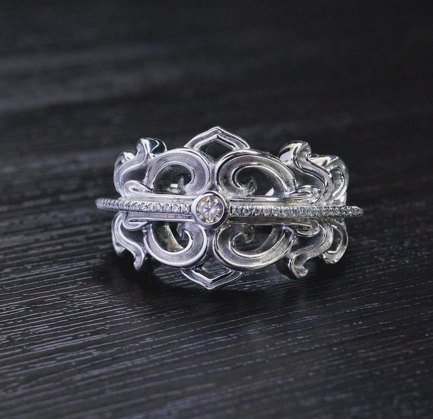 蟠雲開口戒白鑽款