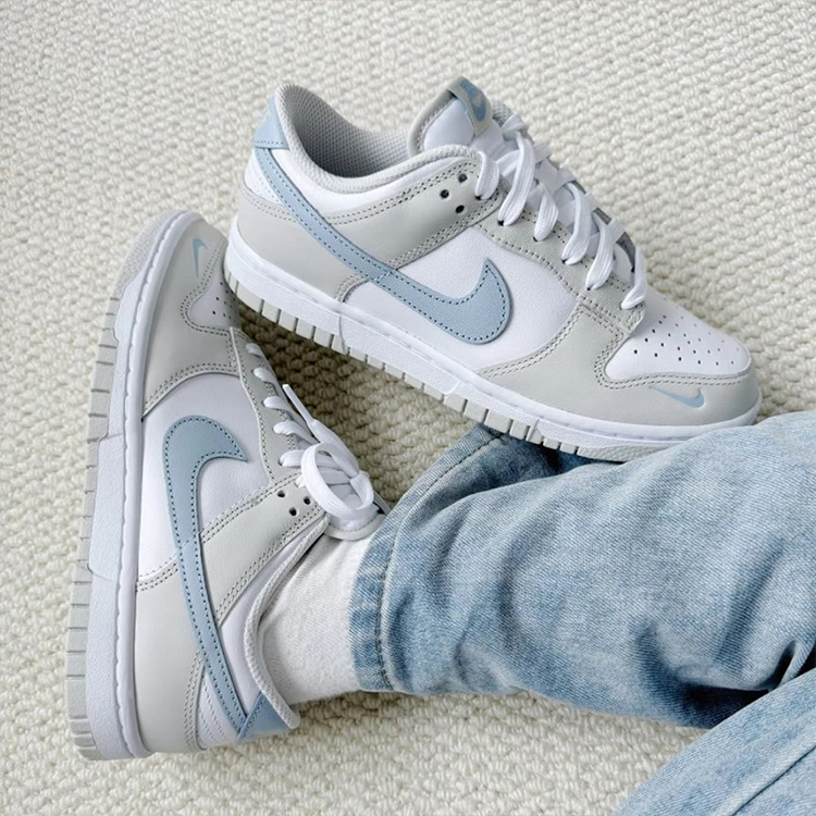 NIKE DUNK LOW 海鹽灰藍 白灰藍 寶寶藍 雙勾 小勾 女生 HF0023-100