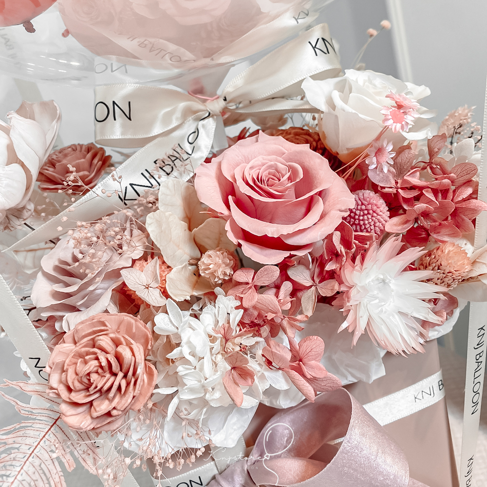 山茶花開熱氣球永生花禮