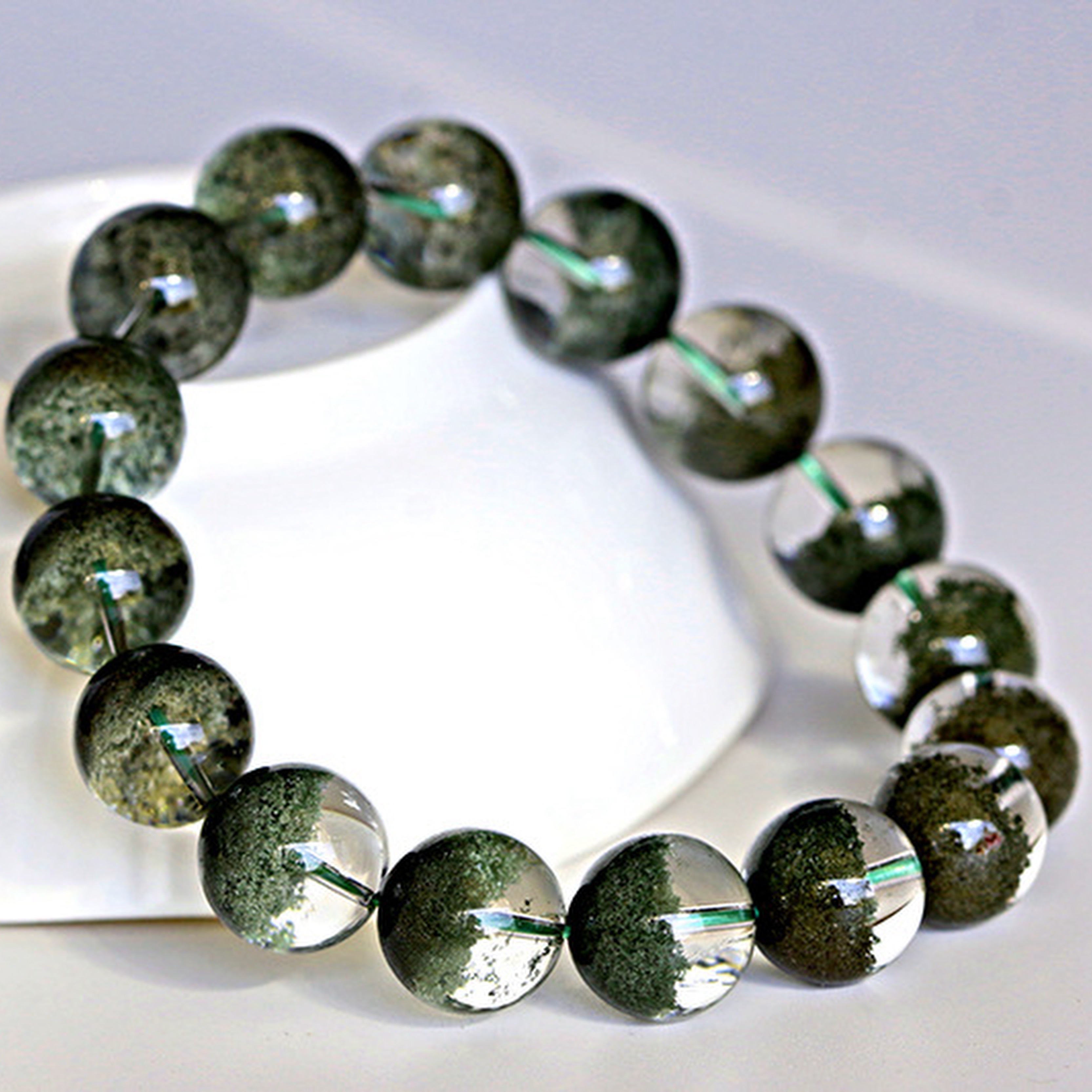 【藏寶】贊比亞墨翠綠聚寶盆綠幽靈水晶手鍊/水晶手串