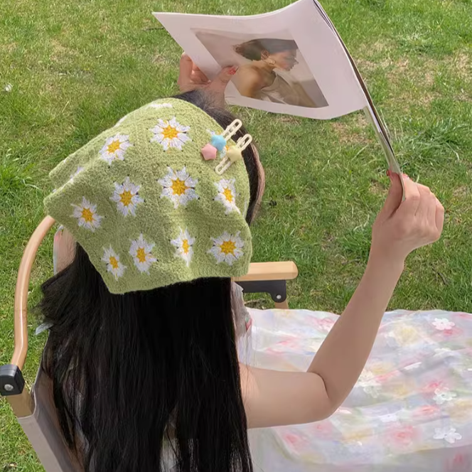 French Vintage Knitted Handmade Kerchief