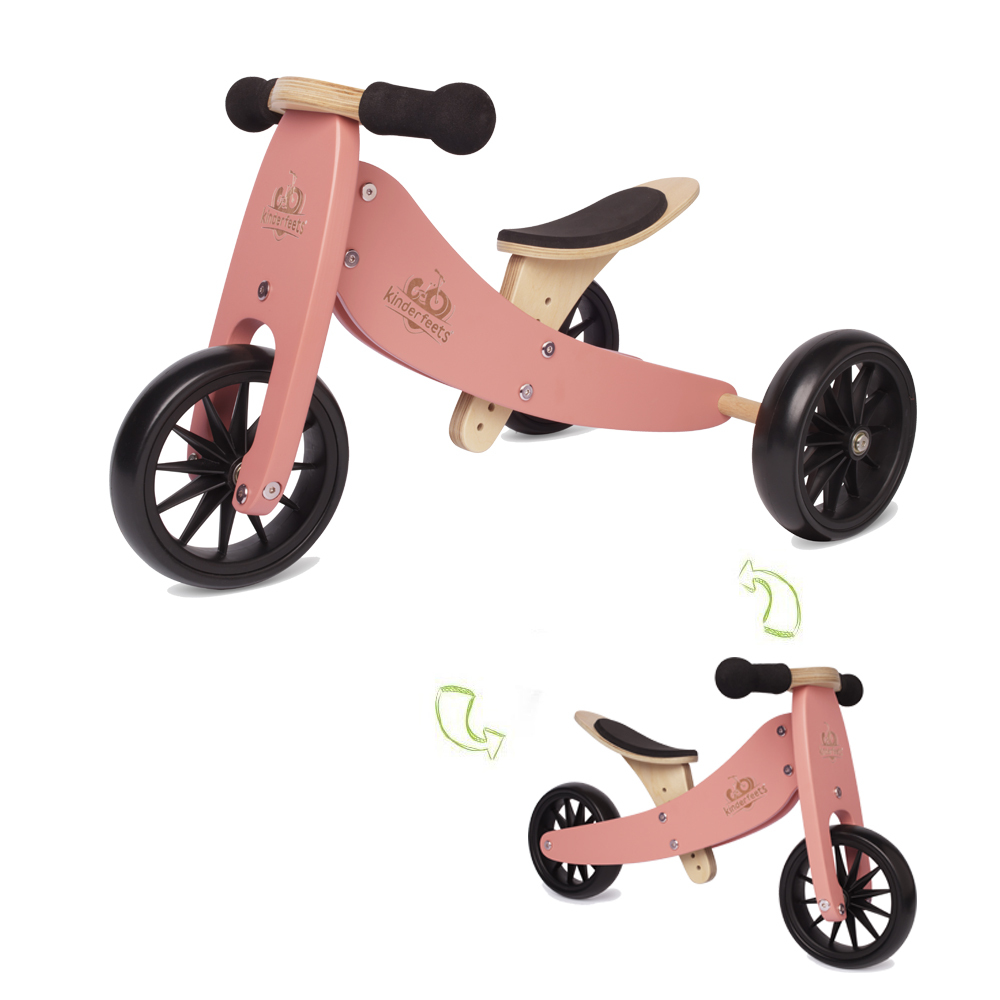 Kinderfeets美國 木製平衡滑步車/教具車初心者三輪系列｜粉公主