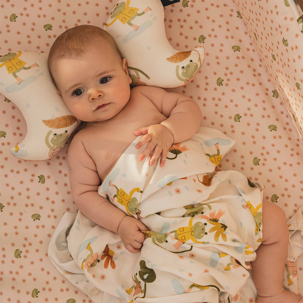 La Millou波蘭 竹纖涼感巾｜抗菌包巾｜雨點荷葉蛙