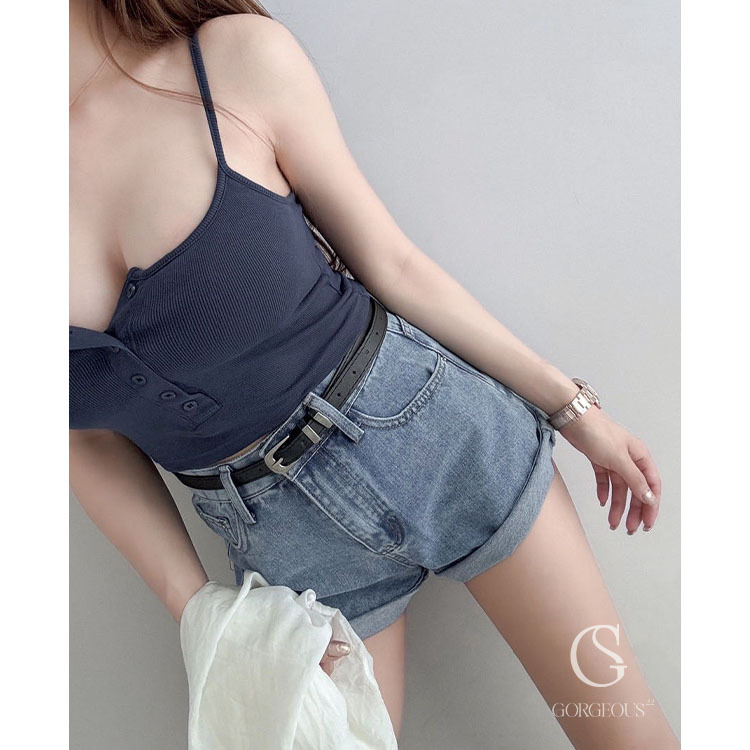 G5791 現貨「A字皮帶瘦瘦短褲」