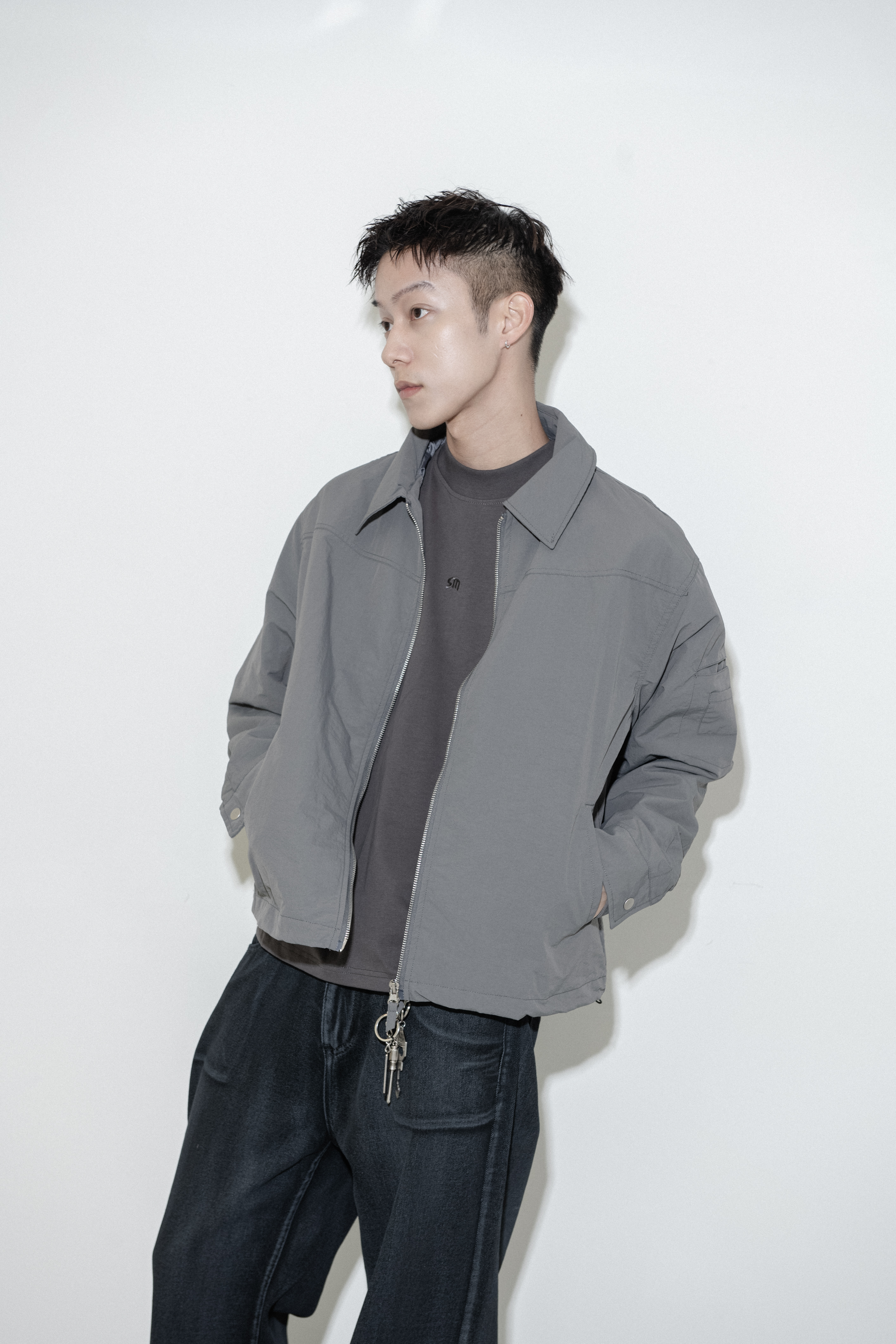 SIMON MADE OW-2313 極簡 雙拉鍊 尼龍 空軍 夾克