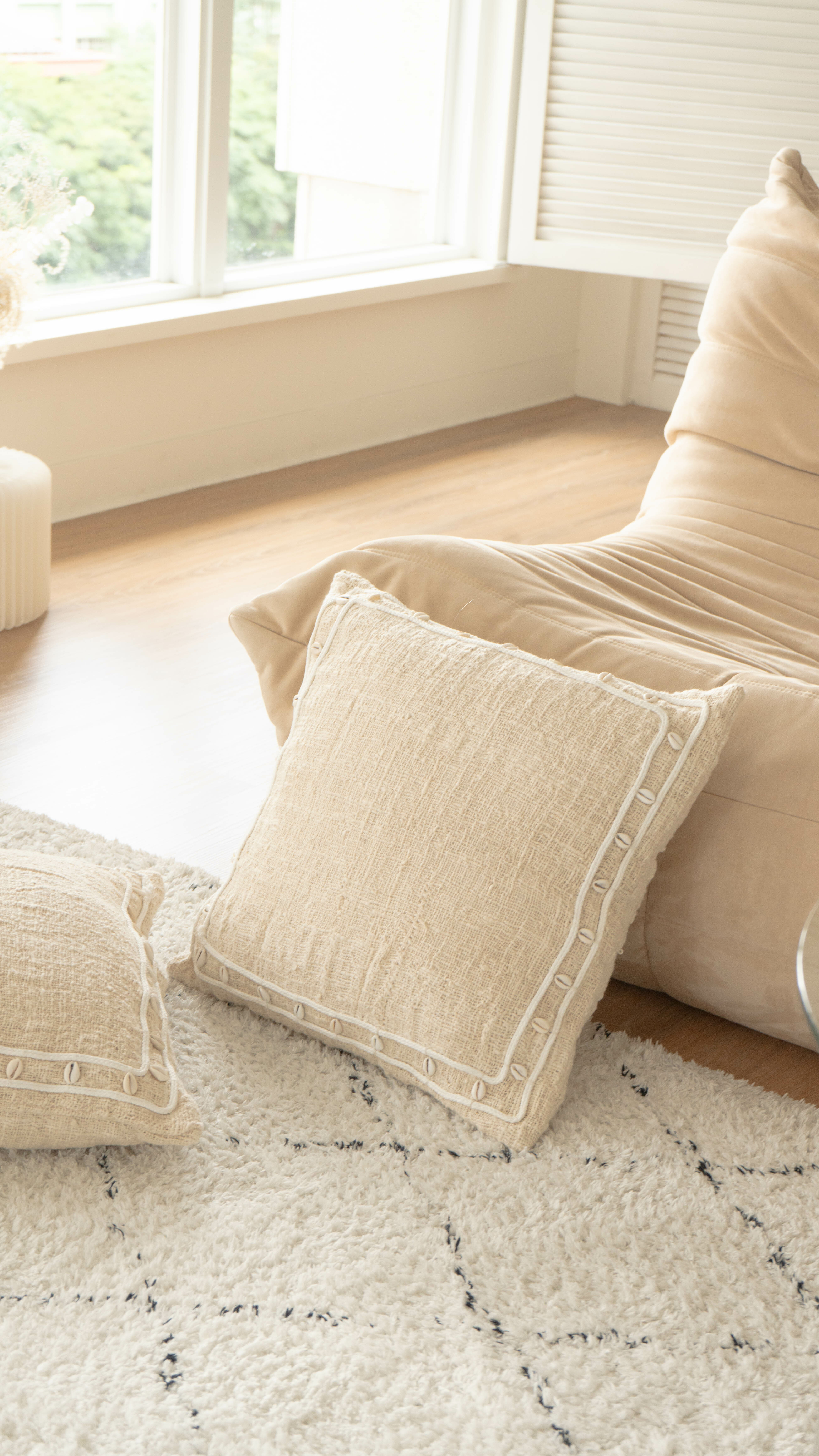 純棉貝殼邊抱枕