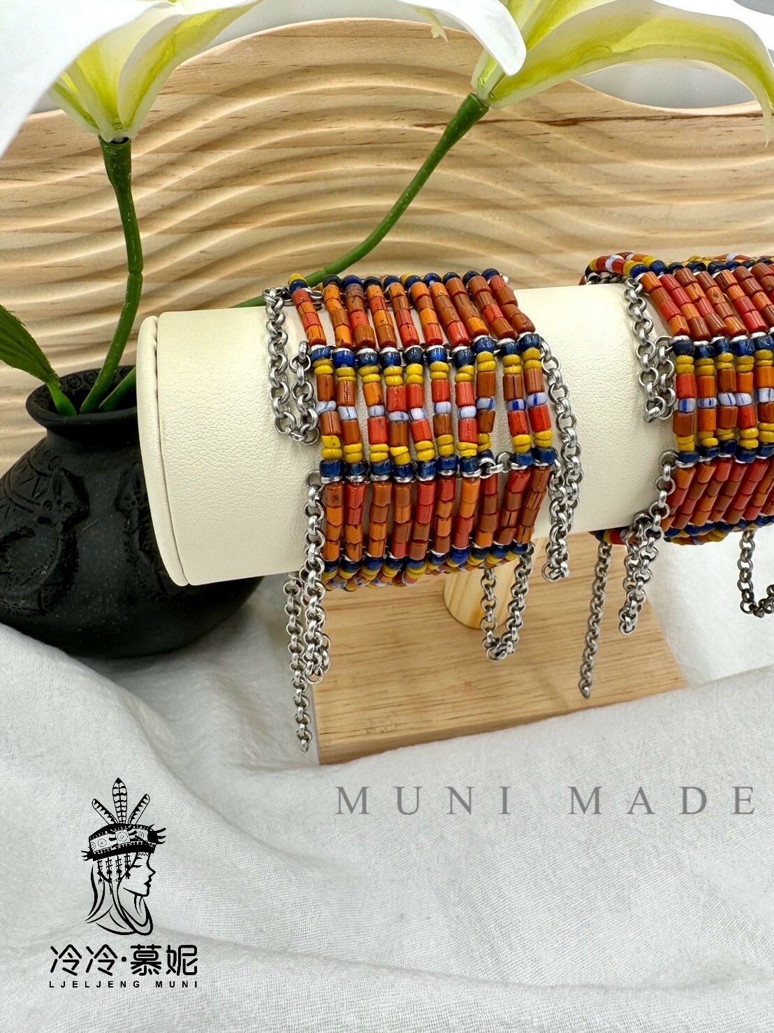 Muni-No.1橘管老珠12排手鍊16cm