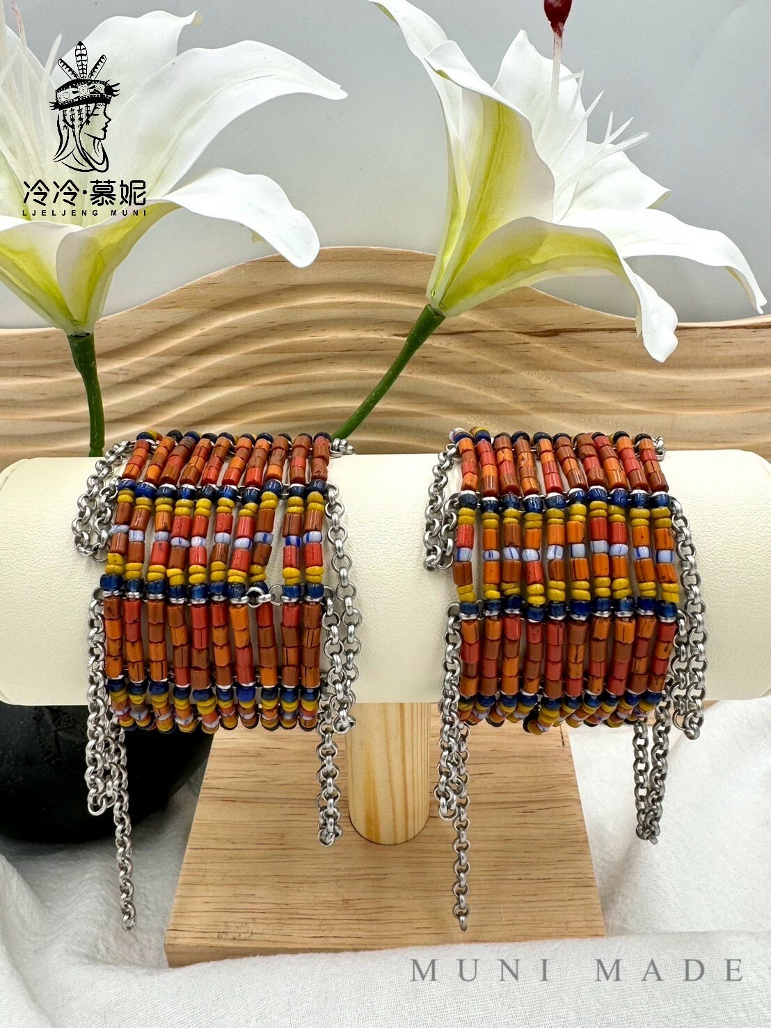 Muni-No.1橘管老珠12排手鍊16cm