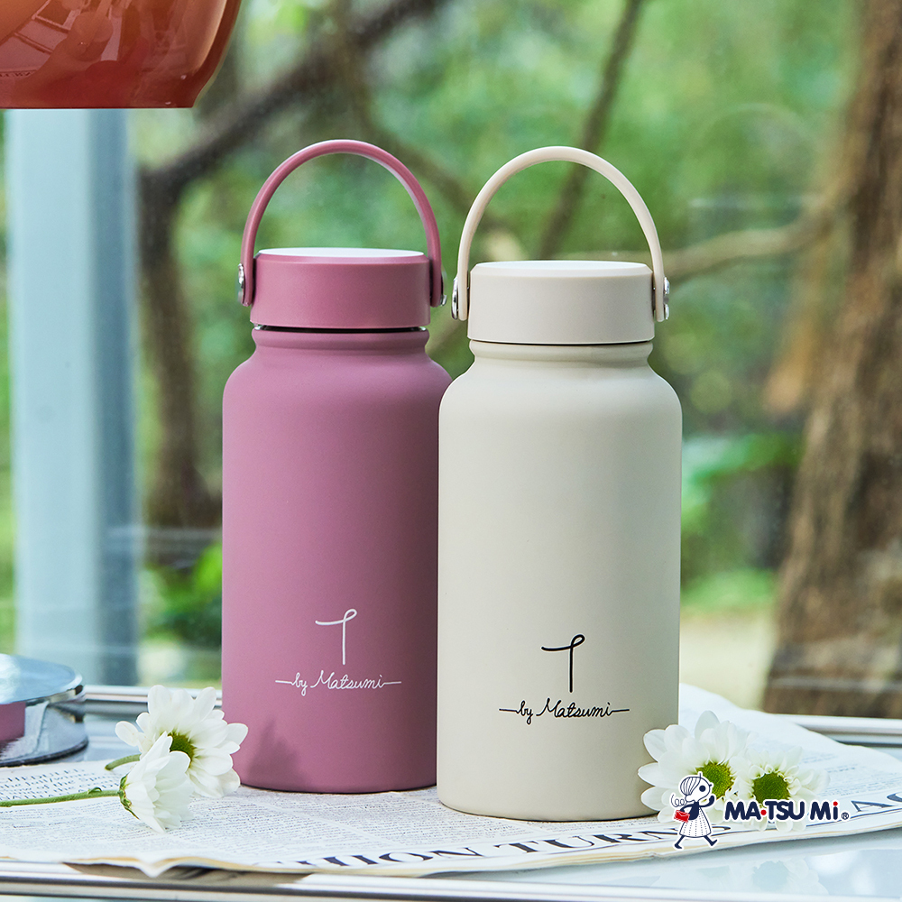 MA‧TSU Mi 不鏽鋼運動水壺(粉紅.米白)
