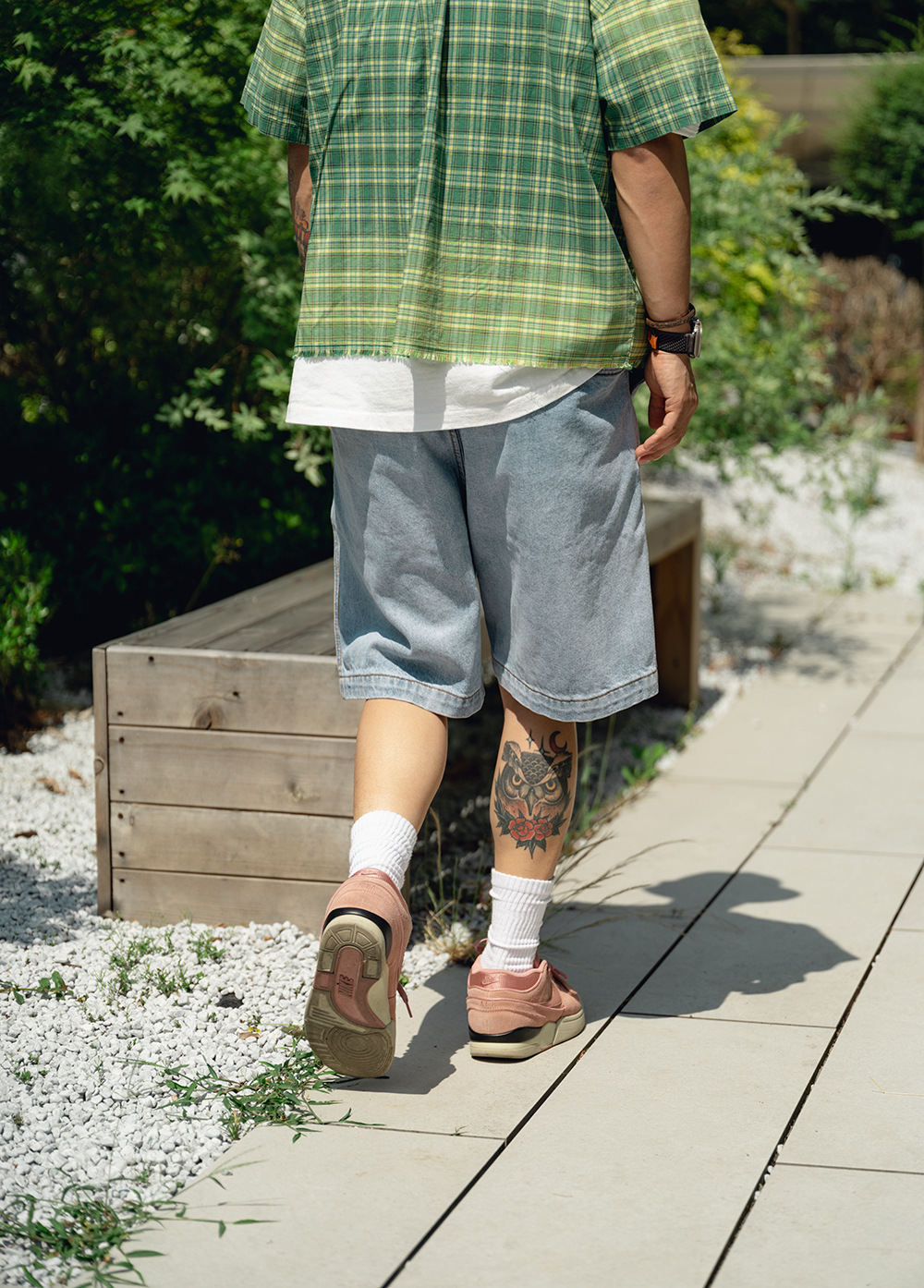 雪花水洗五分牛仔短褲