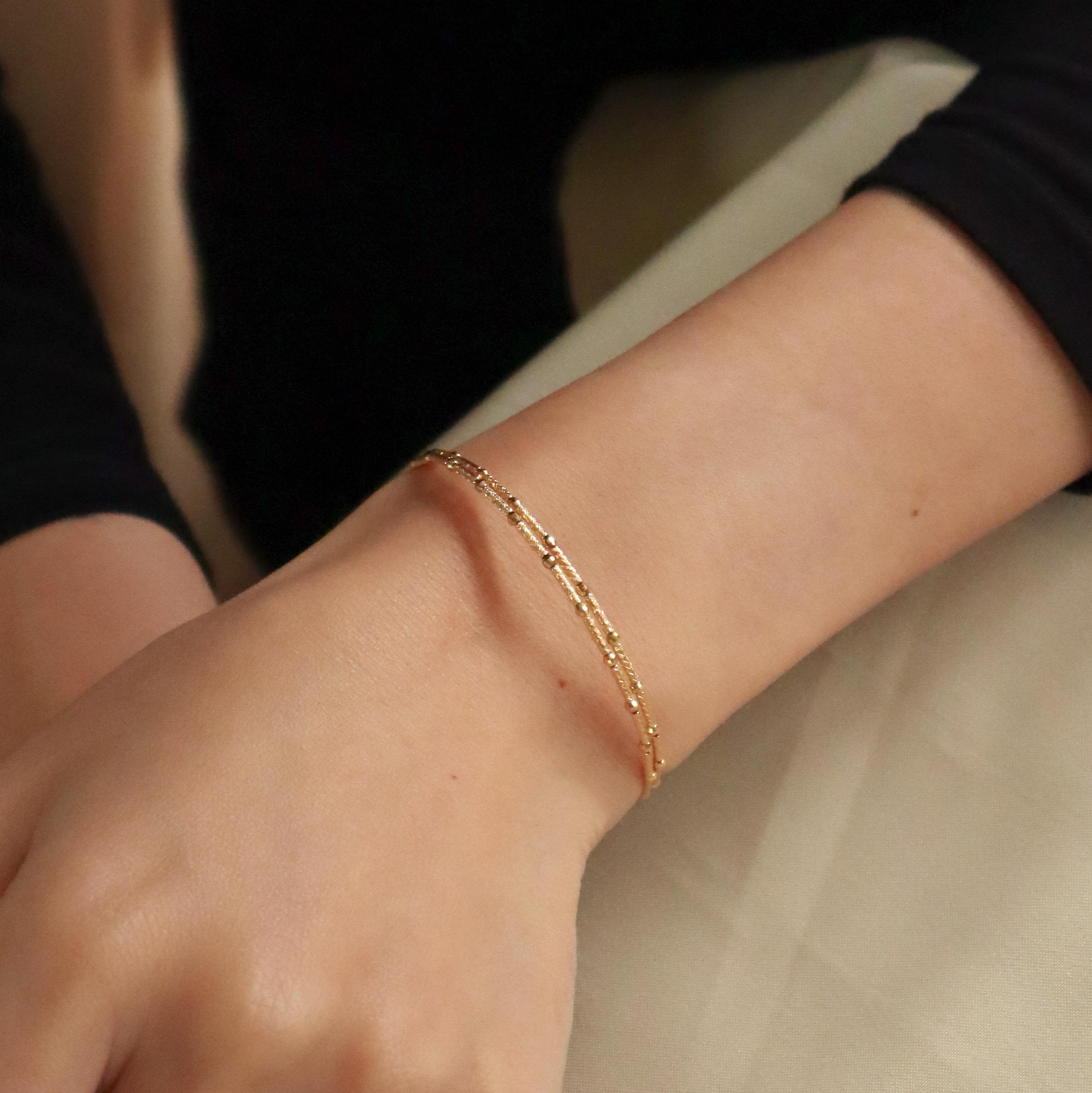 18K/日本設計款系列-切割花紋細手環