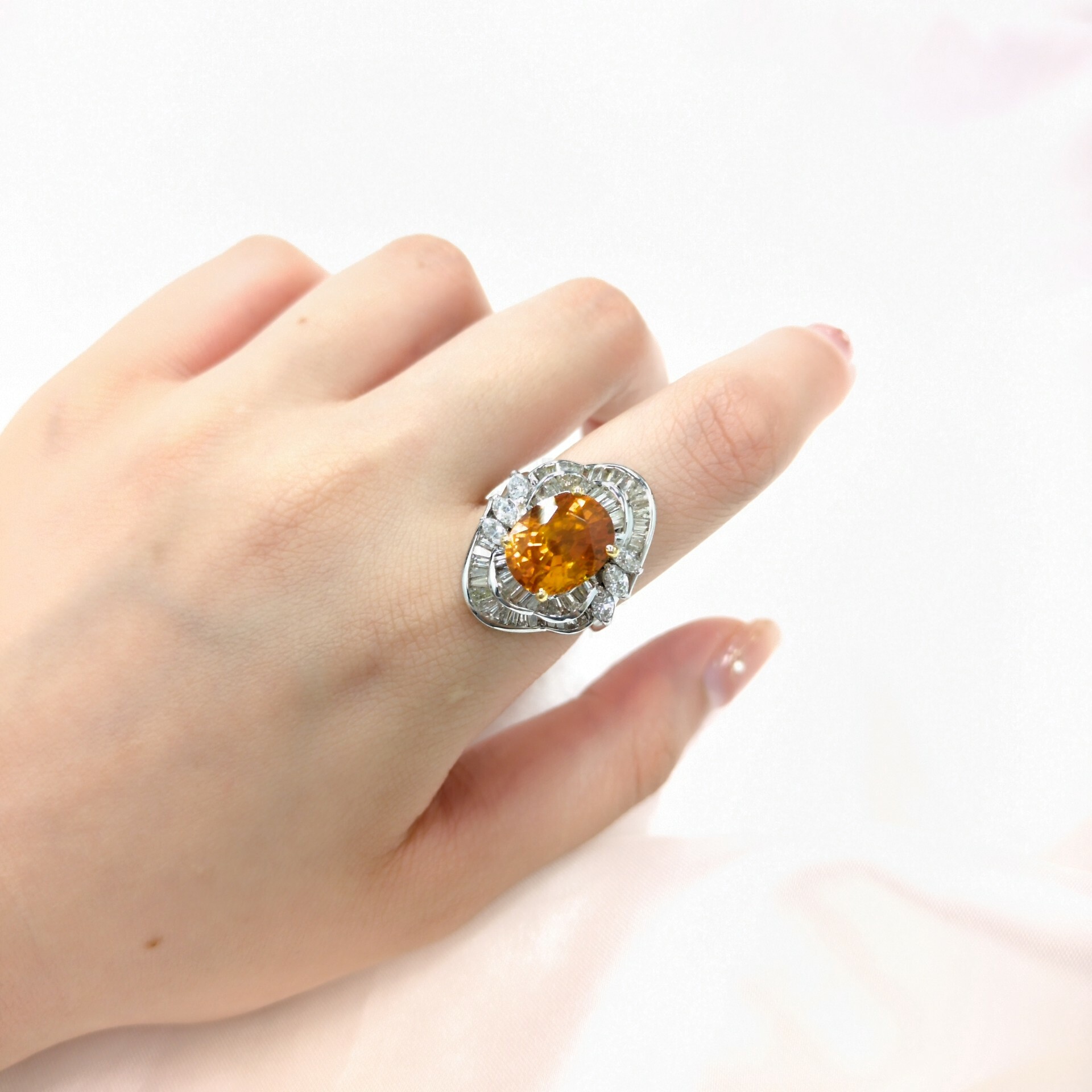 18K White Gold 6.08ct Sapphire and Diamond Ring