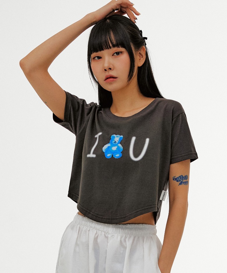預訂｜AMBLER Blue Bear, Love U Crop T-Shirt (2 COLOR)