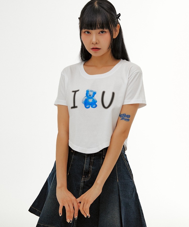 預訂｜AMBLER Blue Bear, Love U Crop T-Shirt (2 COLOR)