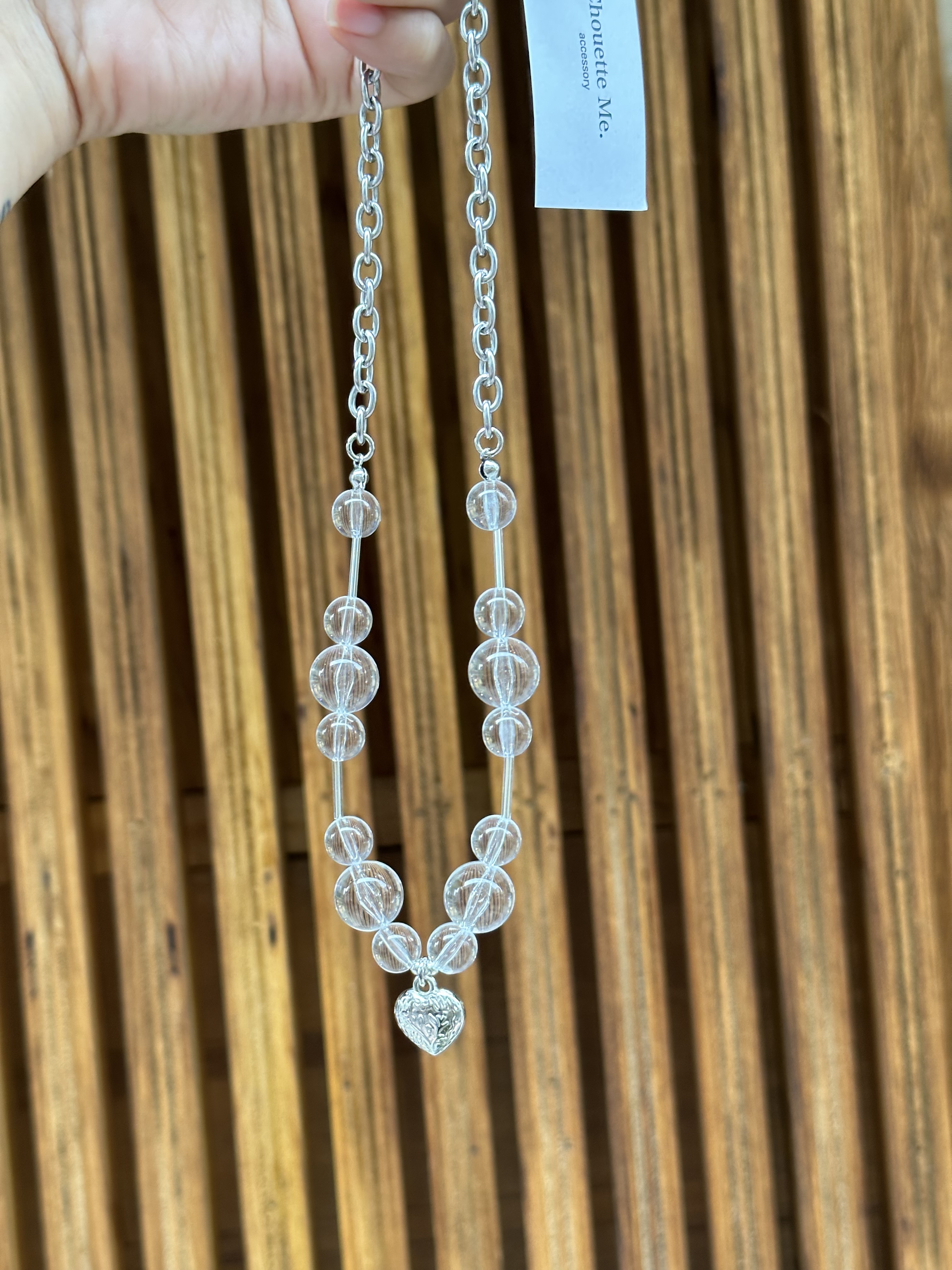[Chouette Me.] clear heart necklace