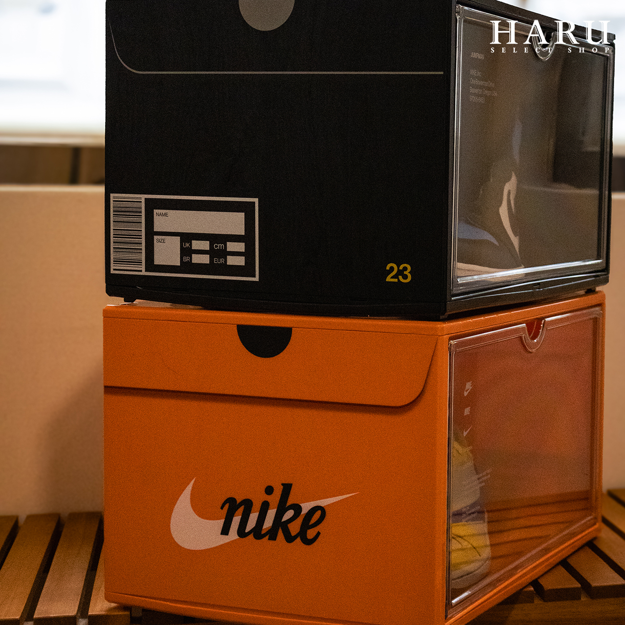 海外限定 NIKE 會員限定 壓克力收納鞋盒  NIKE LOGO AIR JORDAN 飛人LOGO 防塵盒 收納盒 鞋盒 鞋子收納