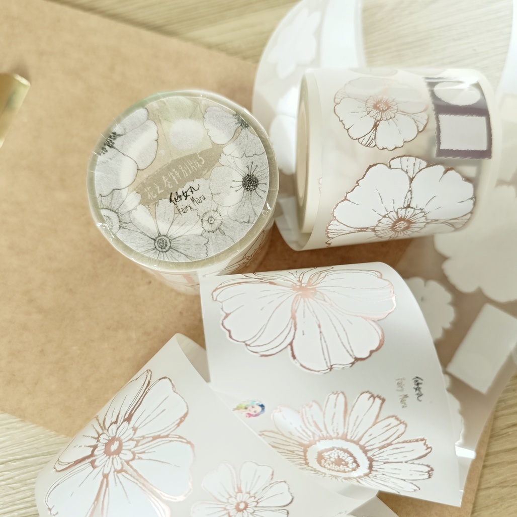 仙女丸Fairy Maru．花之卷特別版5 5cm霧粉金霧面PET膠帶 <整捲/分裝>