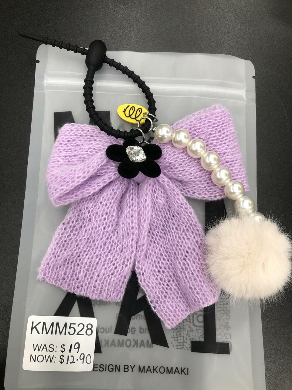 [S] MAKOMAKI RIBBON PEARL BAG CHARM,PURPLE, SMMK100 (SMMK100)