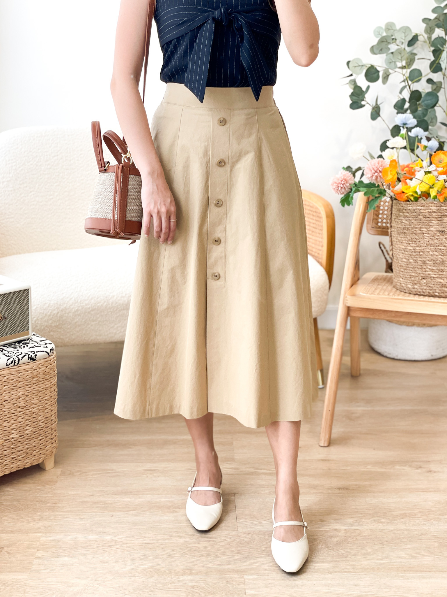SK463 Victoria Button Long Skirt
