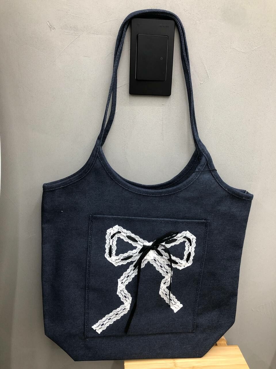 [S] MAKOMAKI DENIM TOTE,LACE, SMMK112 (SMMK112)