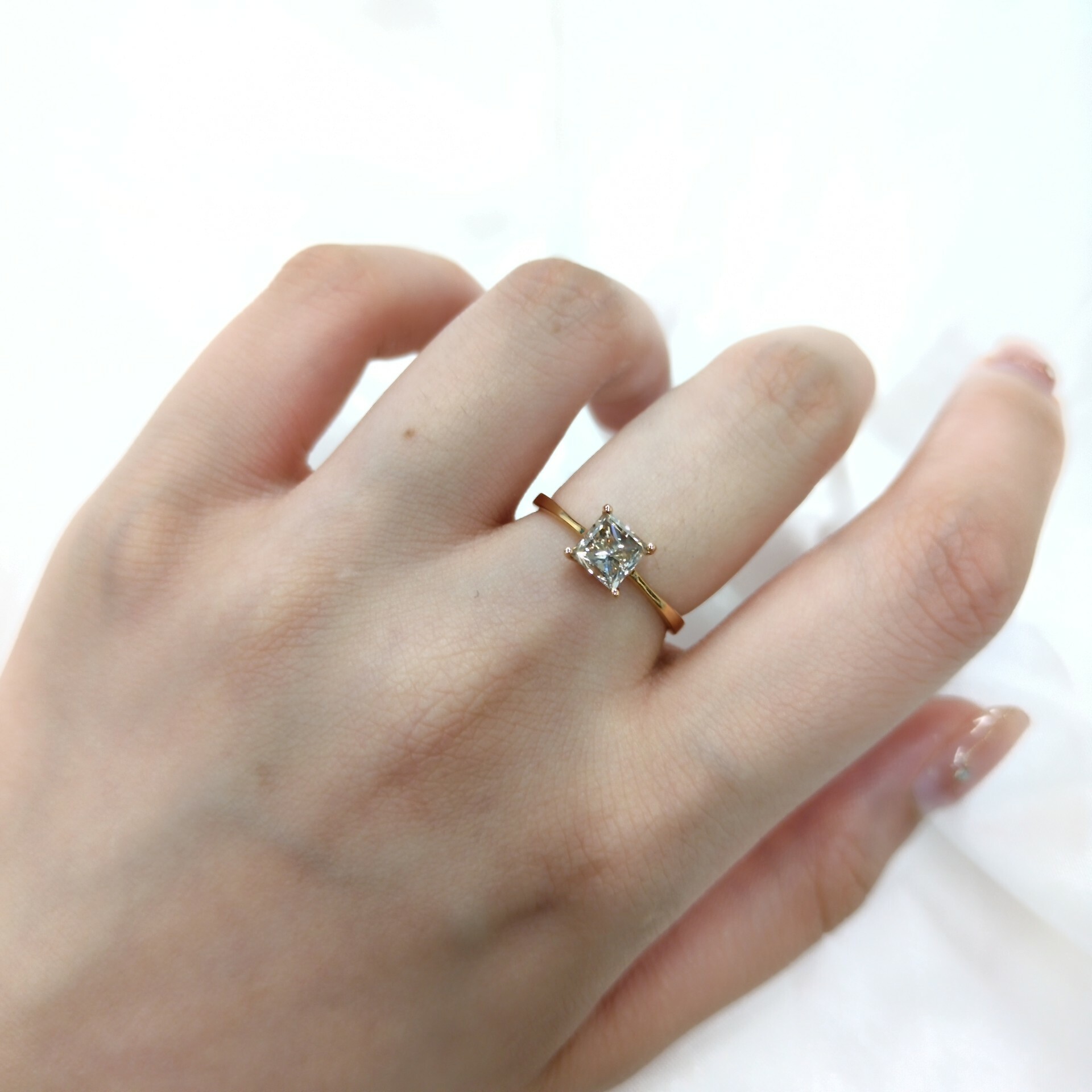 全新18K玫瑰金【單粒94份方形鑽石】戒指