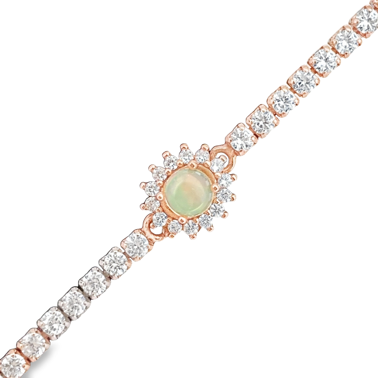 T497蛋白石太陽花鋯石手鍊