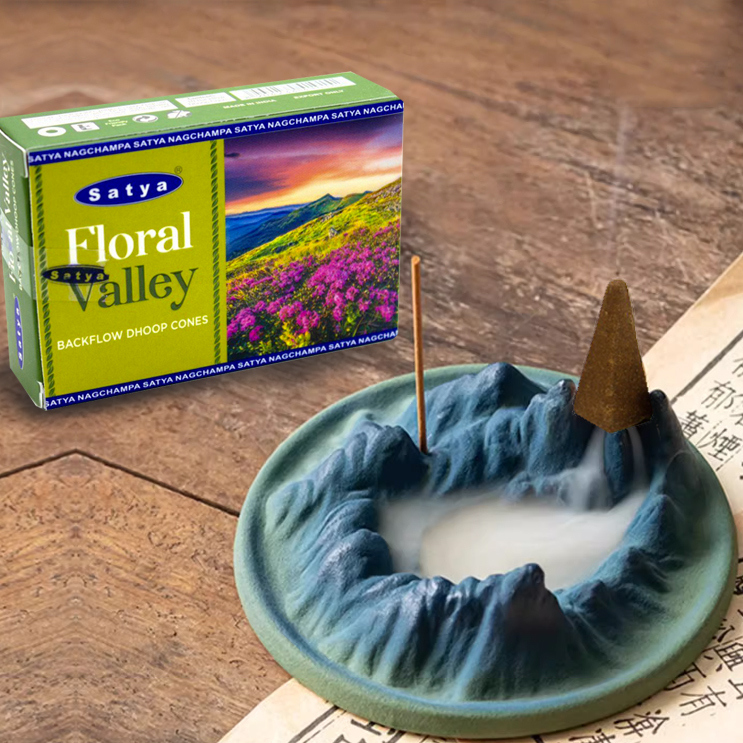 看得見煙霧的香薰-流香爐座【富山貴水款．聚財靠山】附送天然倒流香粒｜開運擺設｜品味倒流煙霧山水美