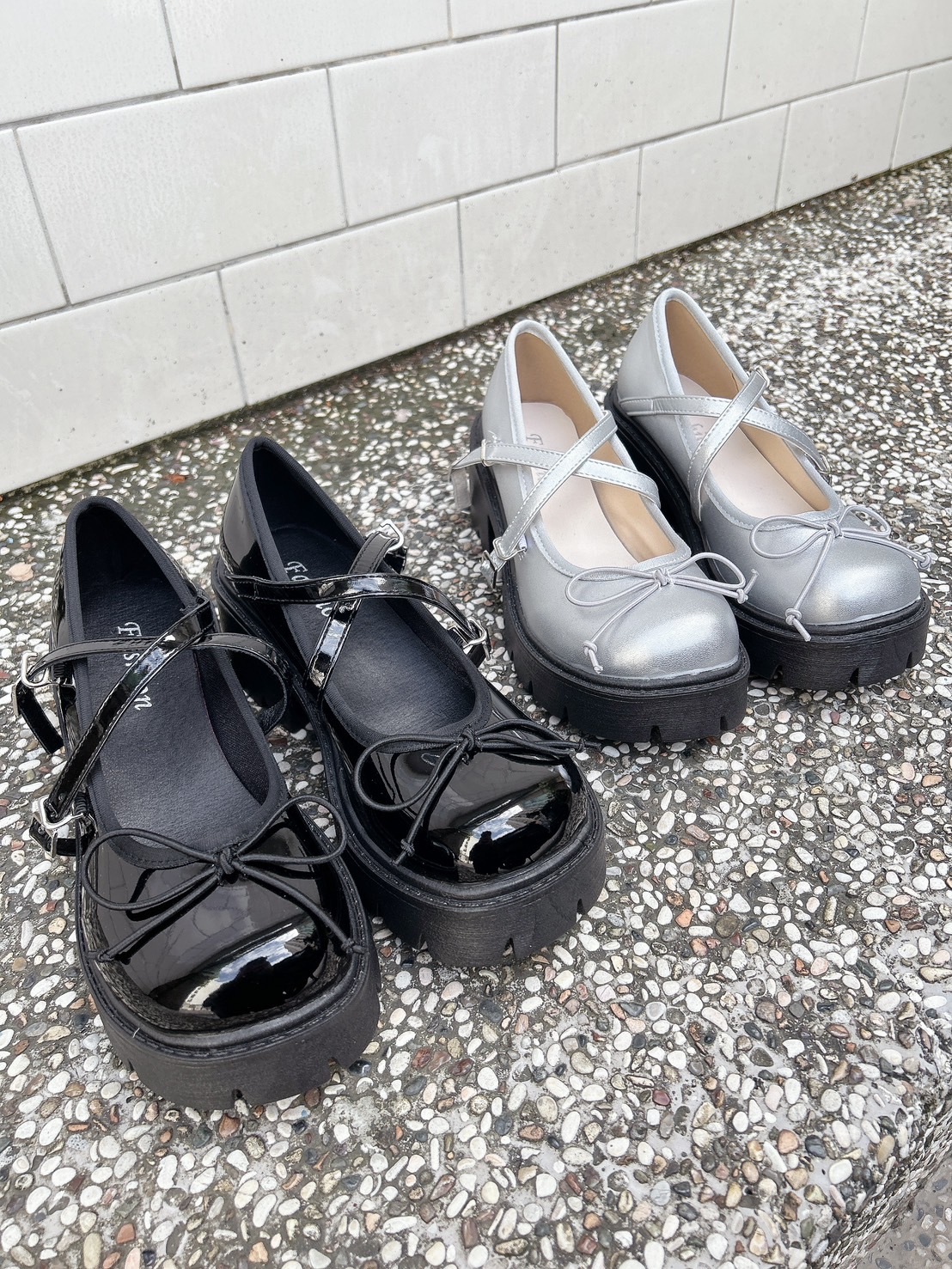 蝴蝶結交叉扣帶瑪麗珍鞋