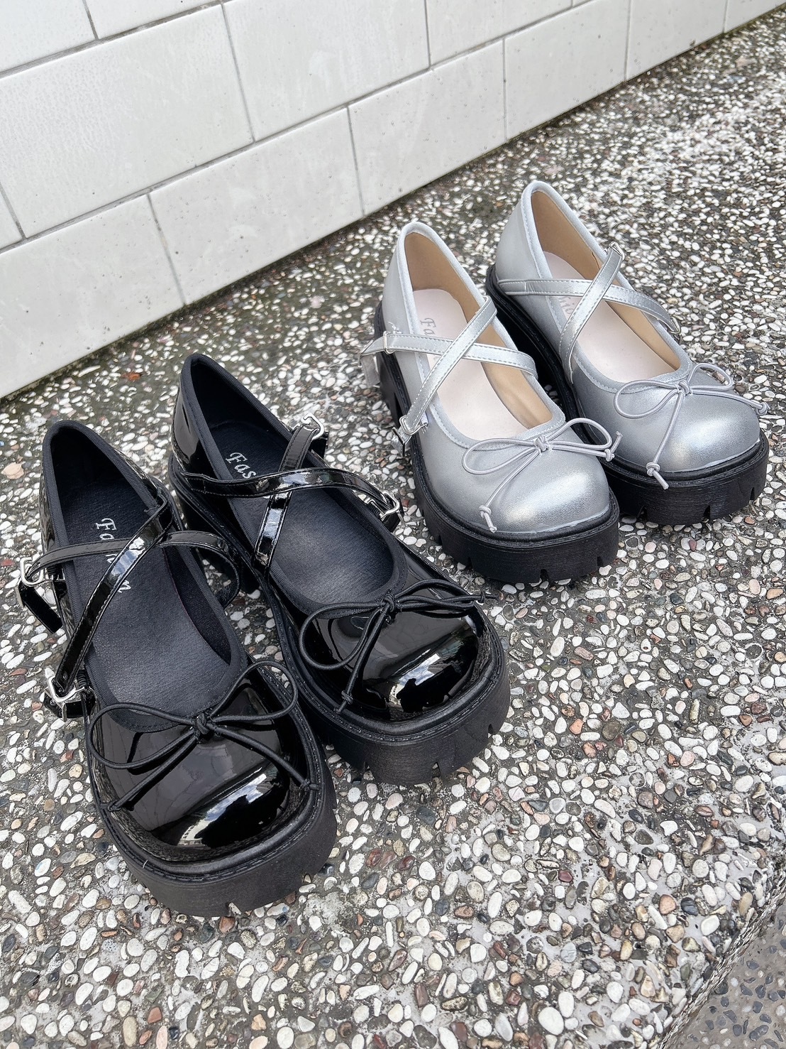 蝴蝶結交叉扣帶瑪麗珍鞋