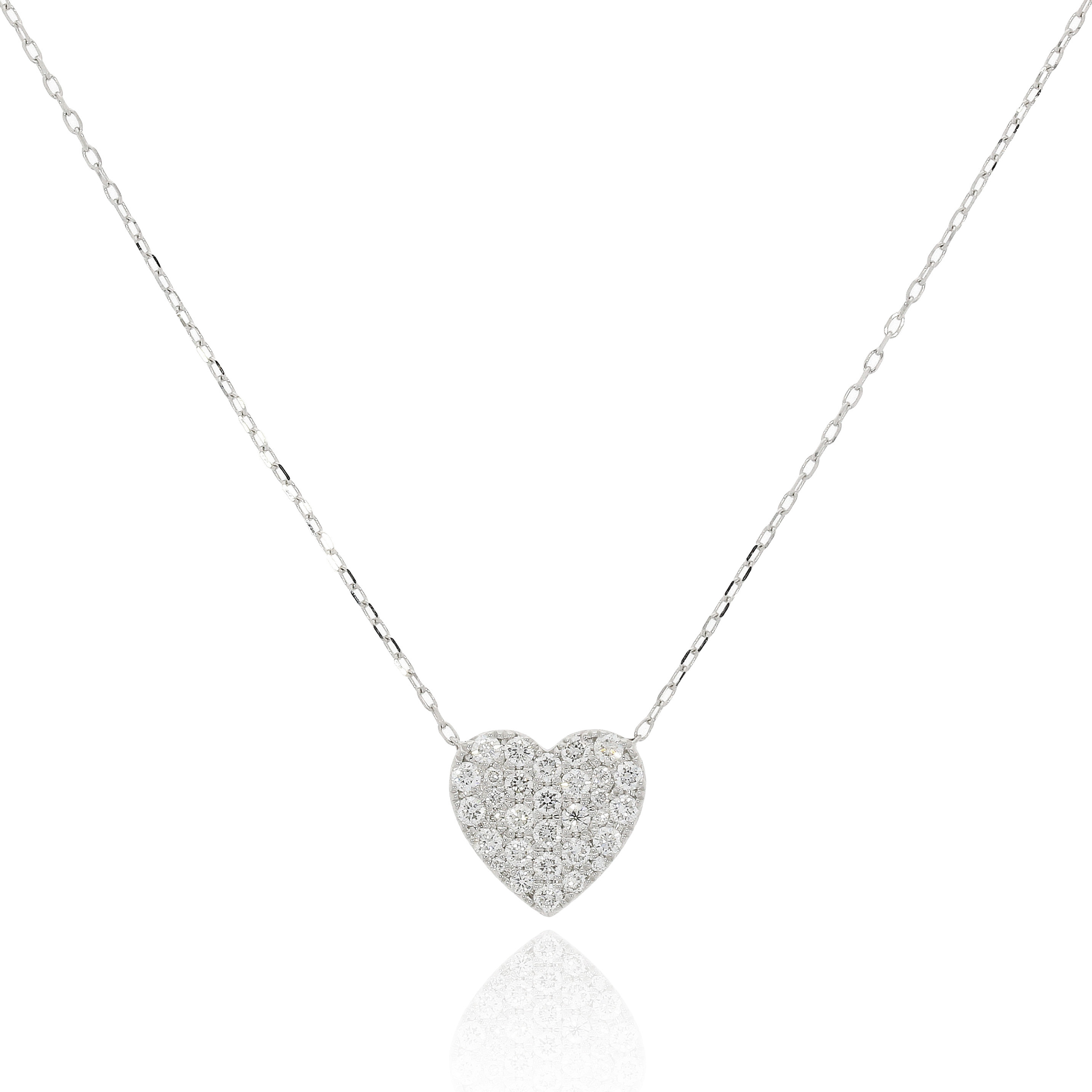 18K白金鑽石心形頸鏈