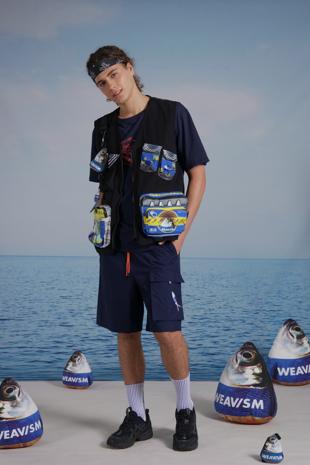 虱目魚罐頭釣魚背心-海洋藍