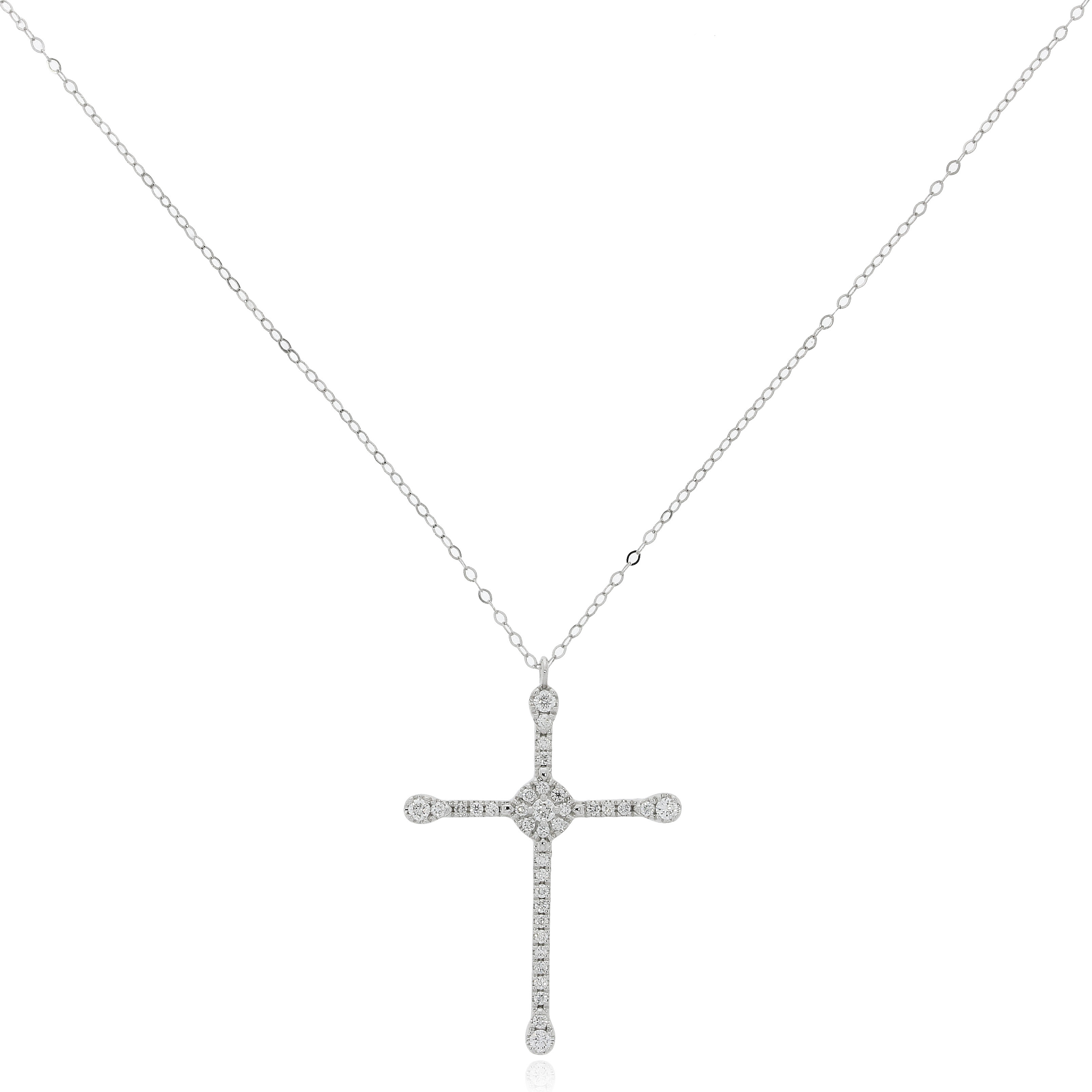 18K白金十字架鑽石頸鏈