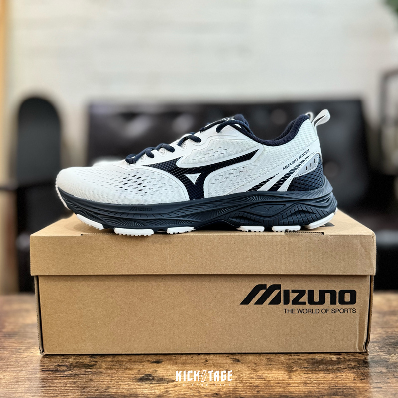 <連線代購商品>男女鞋 MIZUNO RACER WHITE NAVY 白深藍 軟Q 慢跑鞋【D1GH223606】美津濃