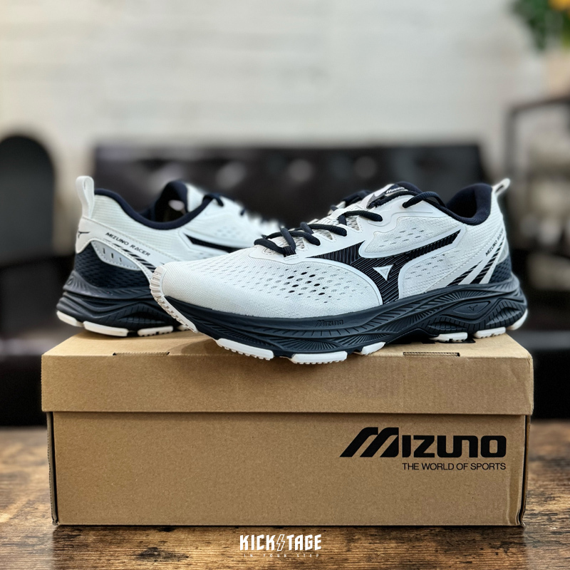 <連線代購商品>男女鞋 MIZUNO RACER WHITE NAVY 白深藍 軟Q 慢跑鞋【D1GH223606】美津濃